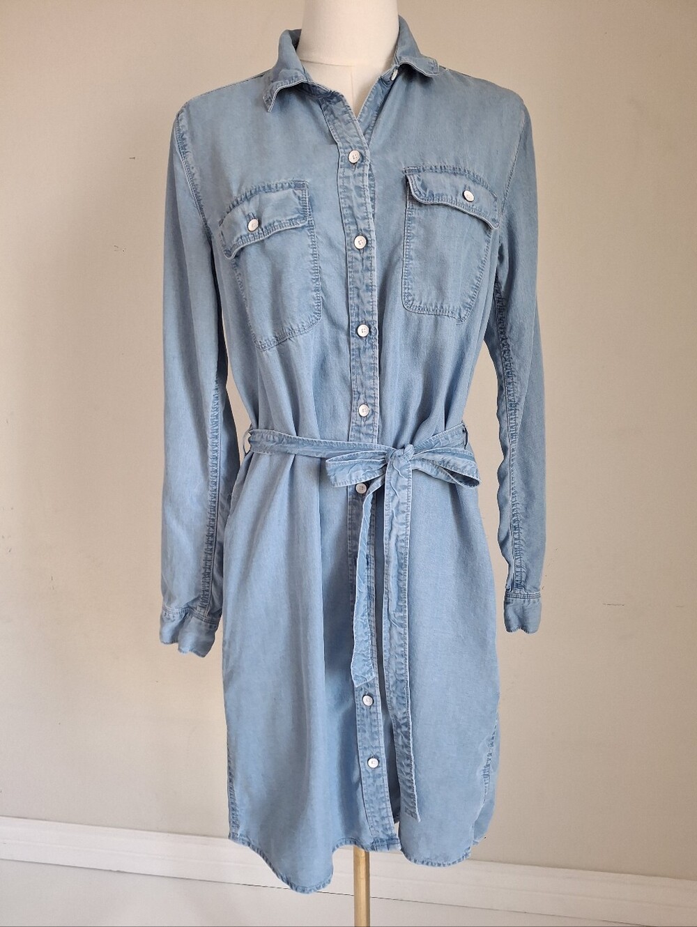 Gap 1969 Longsleeve Chambray Tie-waist Shirt Dress Size S